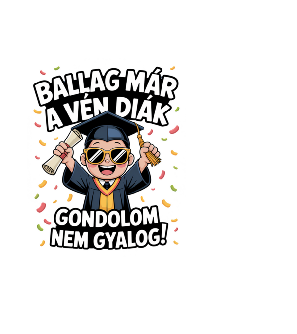 Ballag már a vén diák minta fekete pólón
