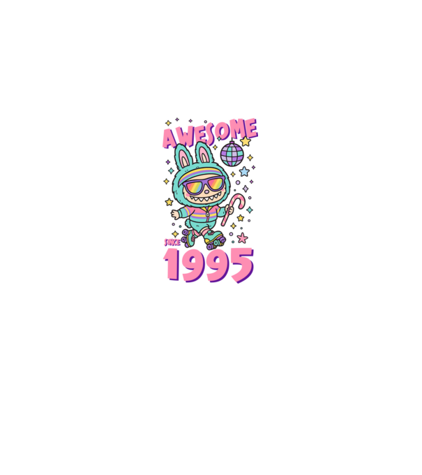Awesome since 1995 Labubu - 30 éves születésnapra minta fehér pólón