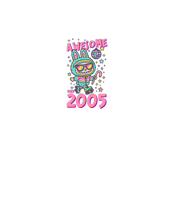 Awesome since 2005 Labubu - 20 éves születésnapra minta fehér pólón