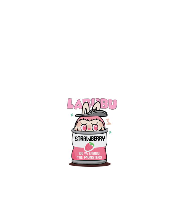 Labubu Strawberry minta fehér pólón