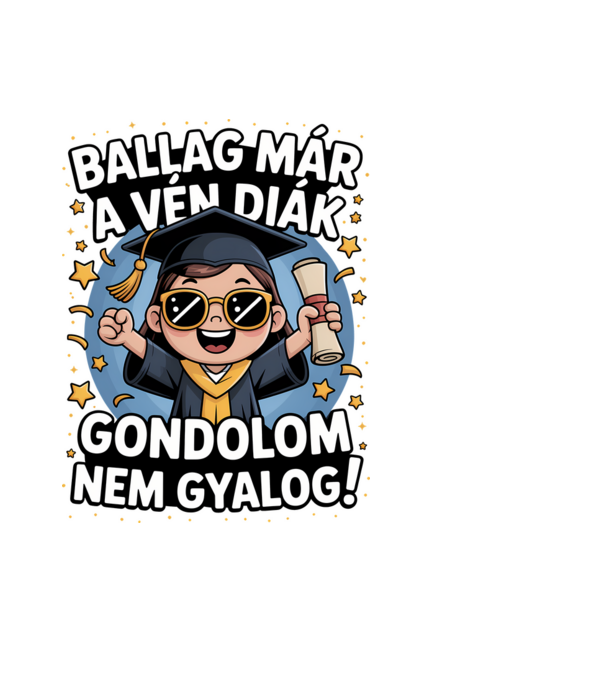 Ballag már a vén diák minta fekete pólón