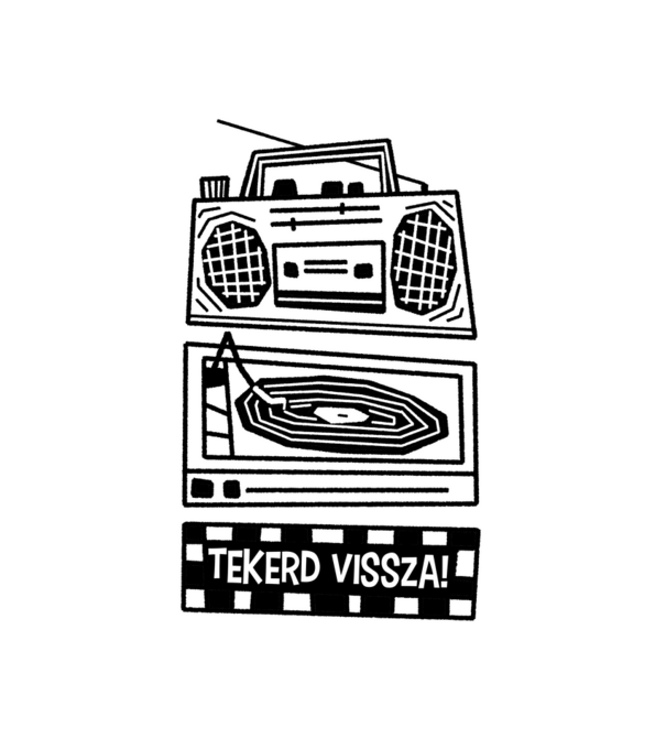 Tekerd vissza! minta fehér pólón