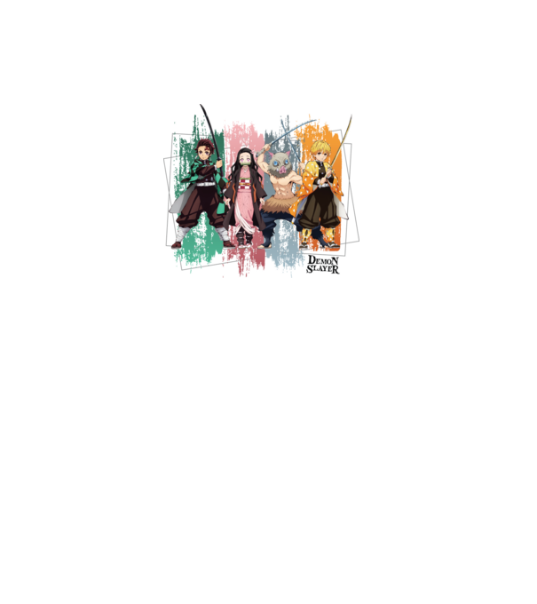 Demon Slayer csoportkép minta fehér pólón