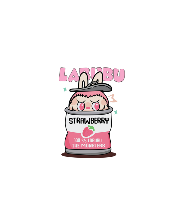 Labubu Strawberry minta fehér pólón