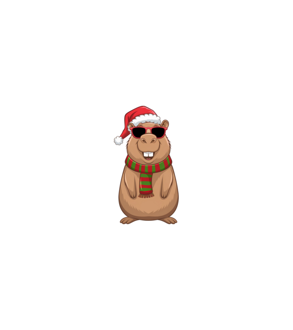 Smiling Capybara Christmas minta homokszín pólón