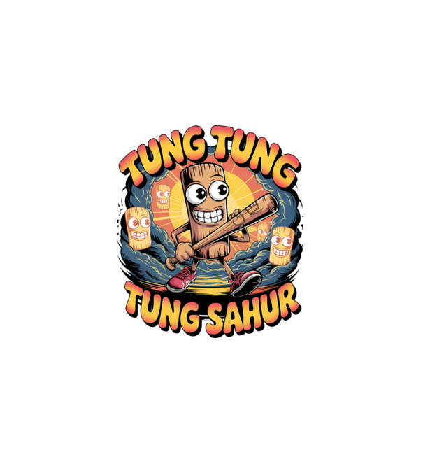 Tung Tung Tung Sahur Retro minta fekete pólón