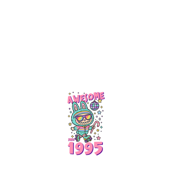 Awesome since 1995 Labubu - 30 éves születésnapra minta fehér pólón