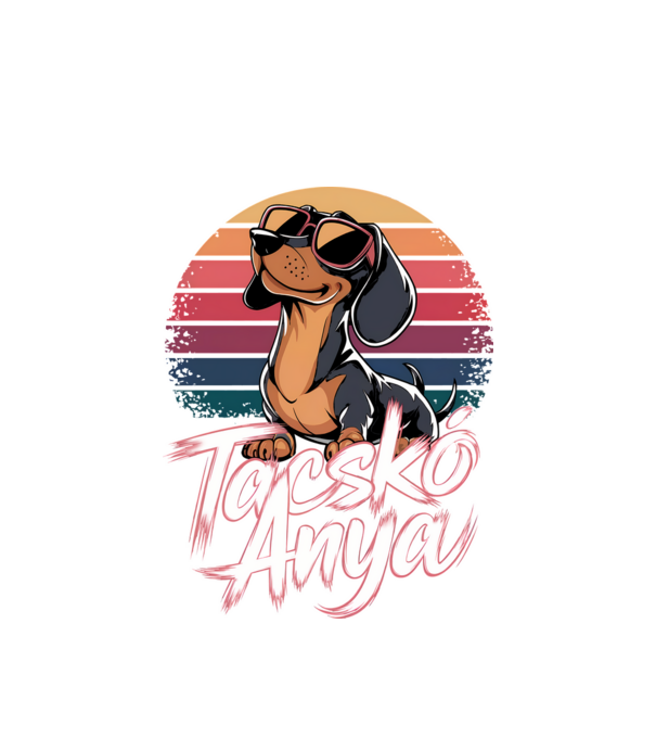 Tacskó Anya Retro minta fehér pólón