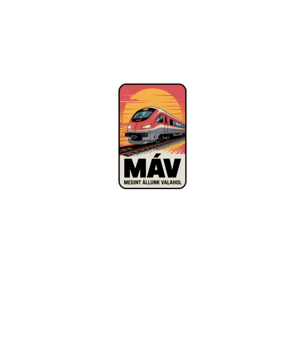 MÁV - megint állunk valahol minta királykék pólón
