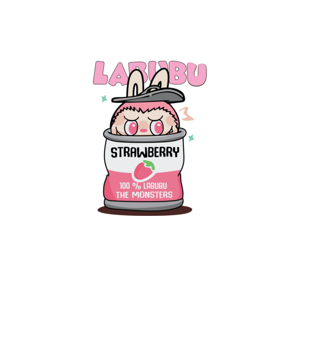 Labubu Strawberry minta fehér pólón
