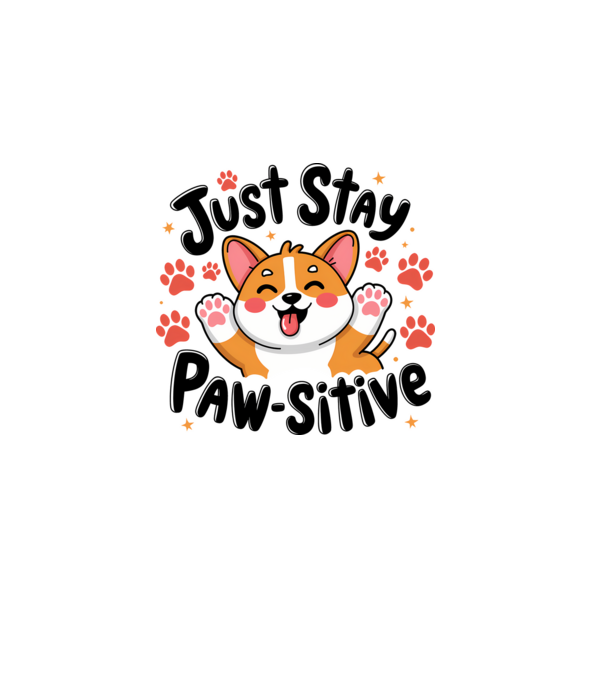 Just Stay Paw-Sitive fehér pólóra minta szürke pólón