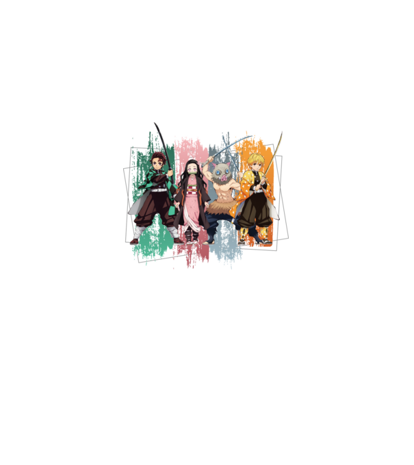Demon Slayer csoportkép minta fekete pólón