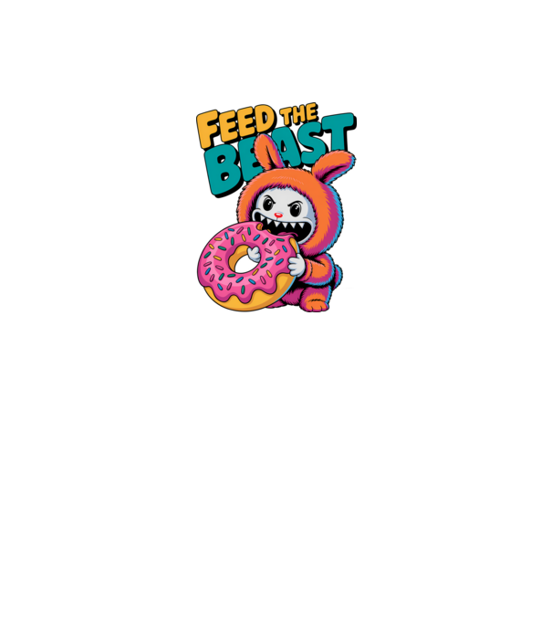 Feed the beast Labubu minta fehér pólón