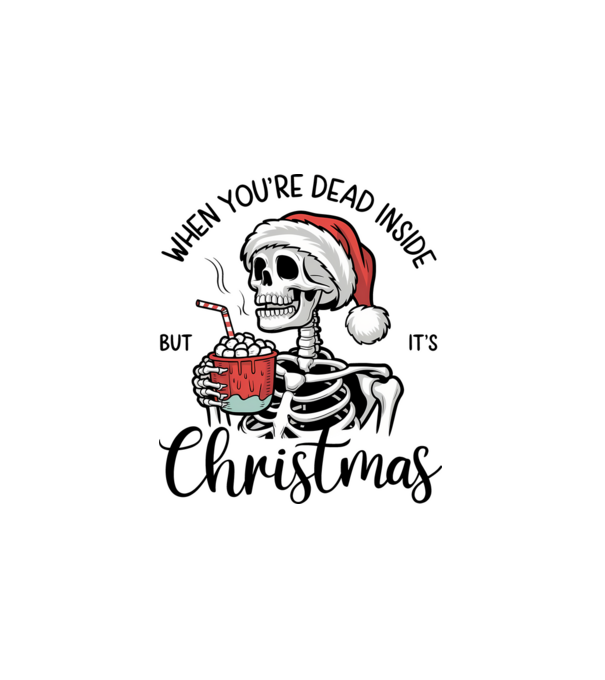 Dead inside, BUT it's Christmas fehér alapra minta fehér pólón