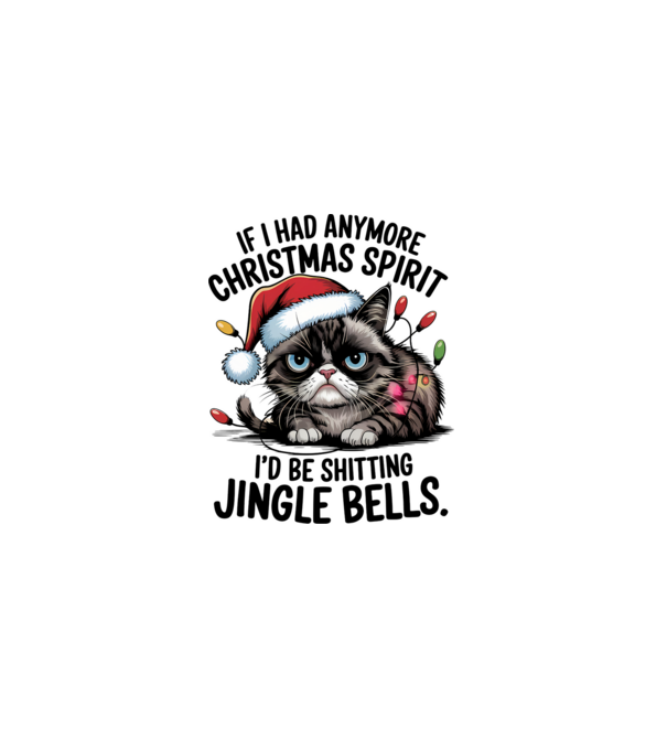 Christmas Spirit Grumpy Cat fehér alapra minta szürke pólón