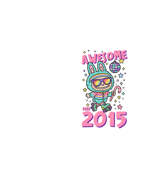Awesome since 2015 Labubu - 10 éves születésnapra minta neonsárga pólón