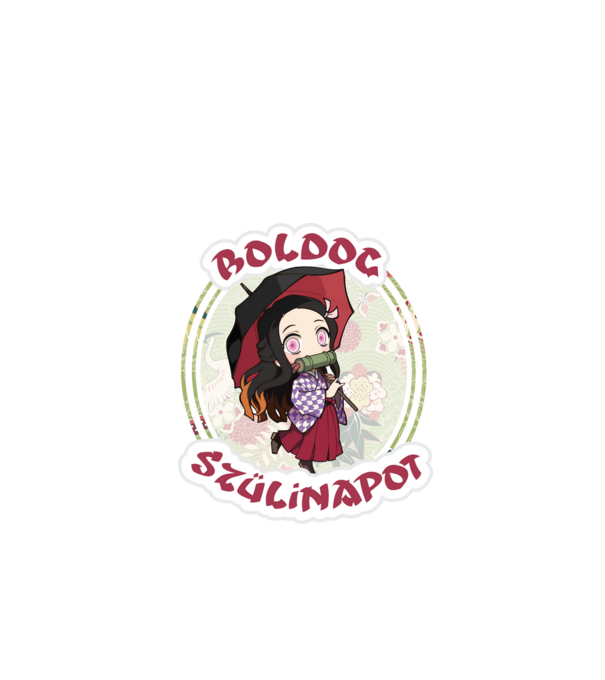 Demon Slayer Boldog Szülinapot Nezuko minta fekete pólón