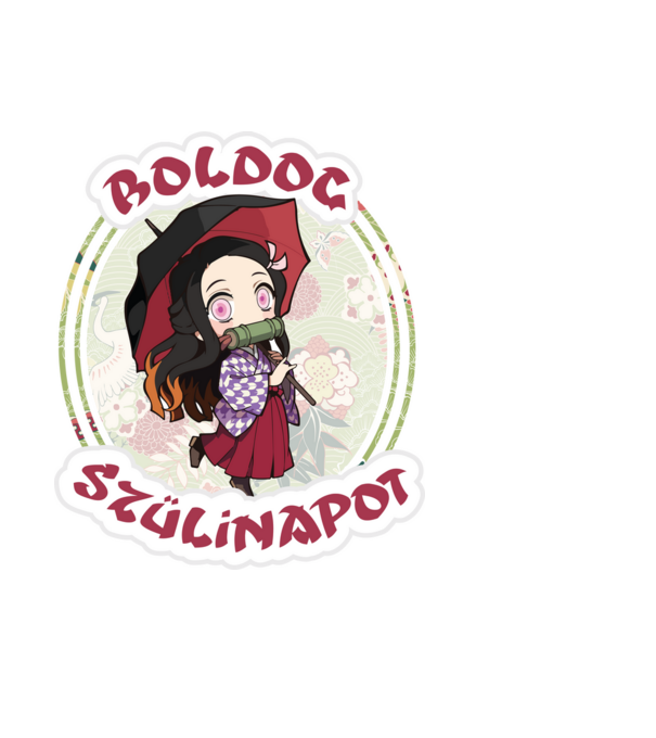 Demon Slayer Boldog Szülinapot Nezuko minta sötétkék pólón
