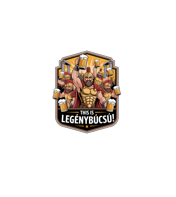 This is Legénybúcsú minta fehér pólón