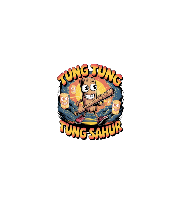 Tung Tung Tung Sahur Retro minta fekete pólón