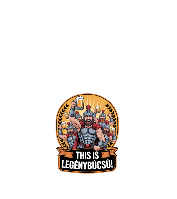 This is Legénybúcsú minta fehér pólón