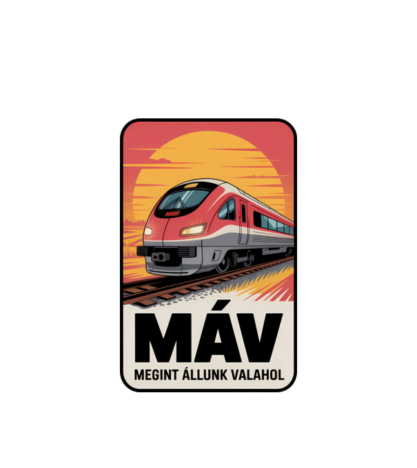 MÁV - megint állunk valahol minta fehér pólón