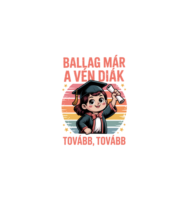 Ballag már a vén diák minta fekete pólón