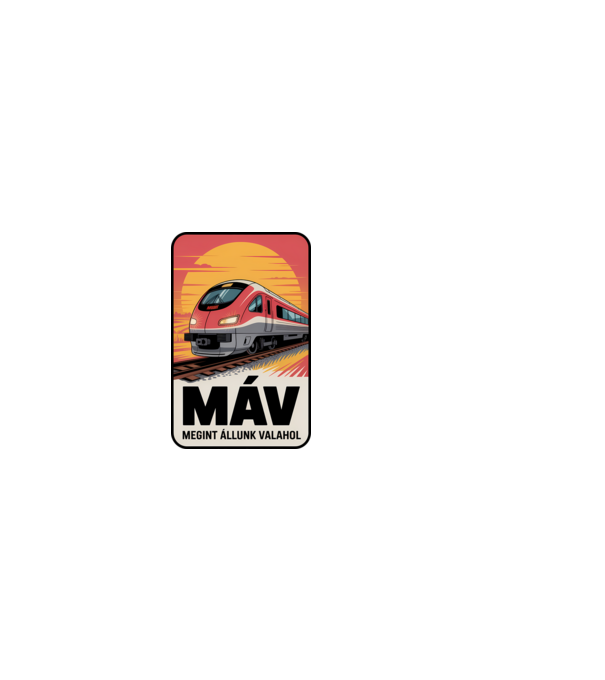 MÁV - megint állunk valahol minta fehér pólón