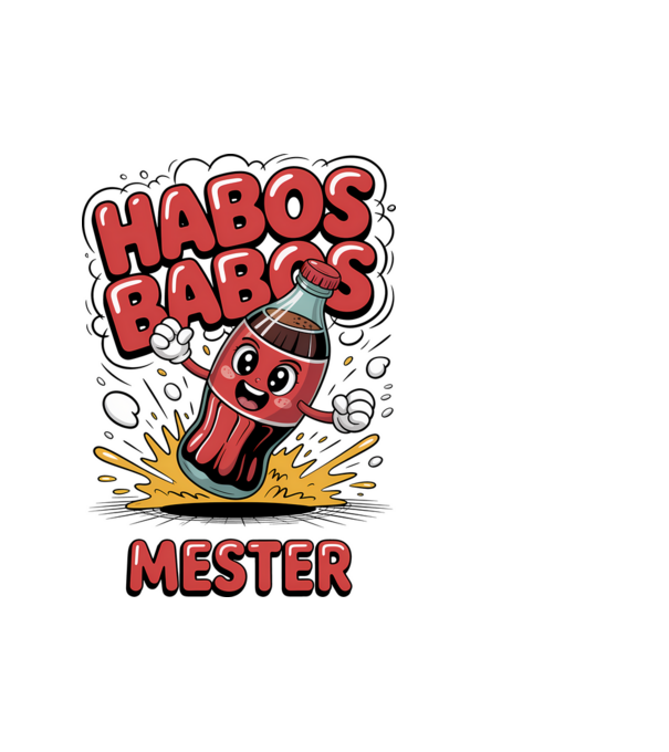Habos Babos Mester minta fehér pólón
