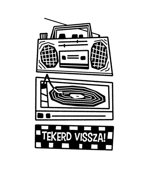 Tekerd vissza! minta fekete pólón