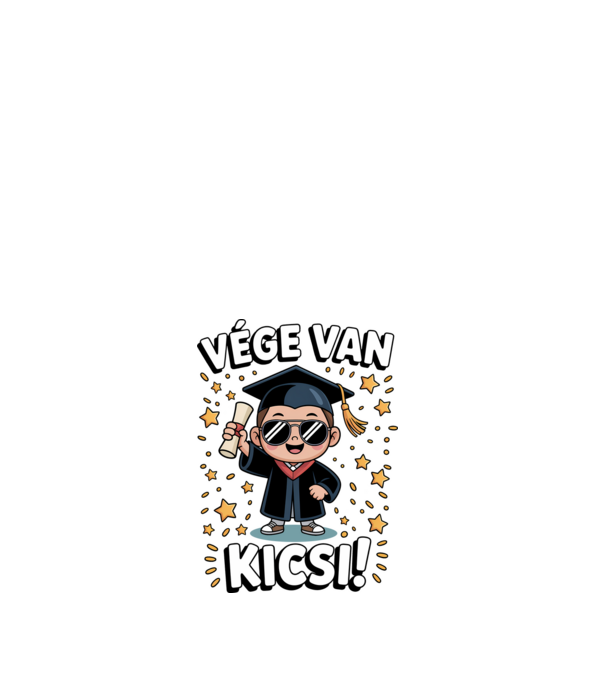 Vége van kicsi! minta fehér pólón