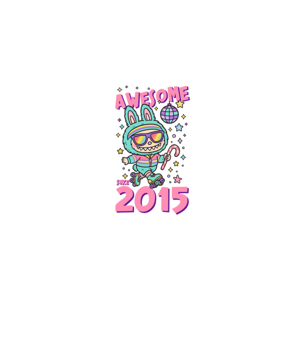 Awesome since 2015 Labubu - 10 éves születésnapra minta világos rózsaszín pólón