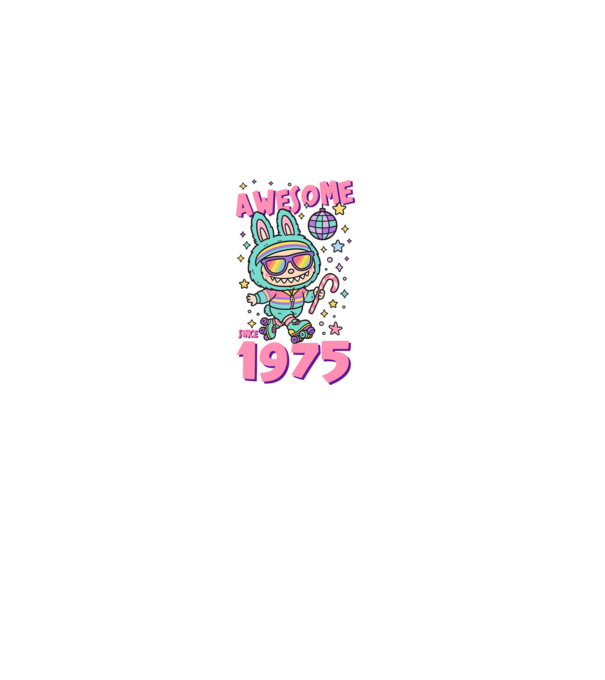Awesome since 1975 Labubu - 50 éves születésnapra minta fehér pólón