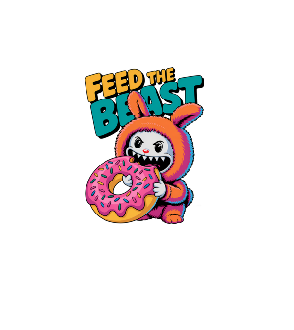 Feed the beast Labubu minta fehér pólón