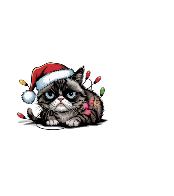 Christmas Spirit Grumpy Cat fekete alapra minta fehér pólón
