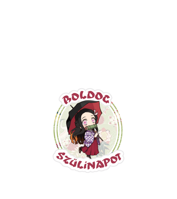 Demon Slayer Boldog Szülinapot Nezuko minta sötétkék pólón