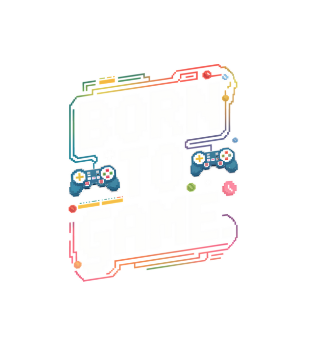 Born to Game pixel fekete alapra minta fehér pólón
