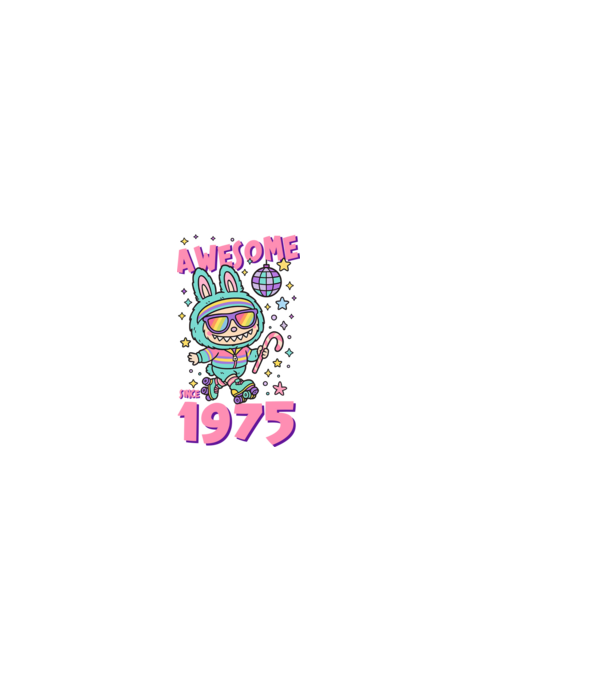 Awesome since 1975 Labubu - 50 éves születésnapra minta fehér pólón