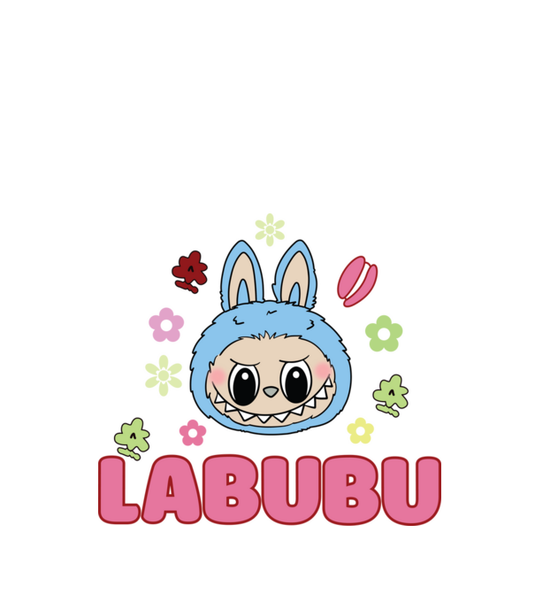 Labubu minta fekete pólón