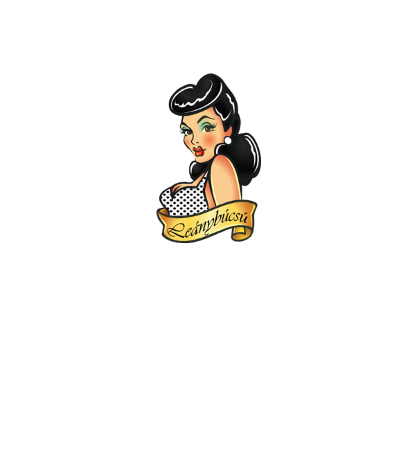 Leánybúcsú pin up stílus minta fehér pólón