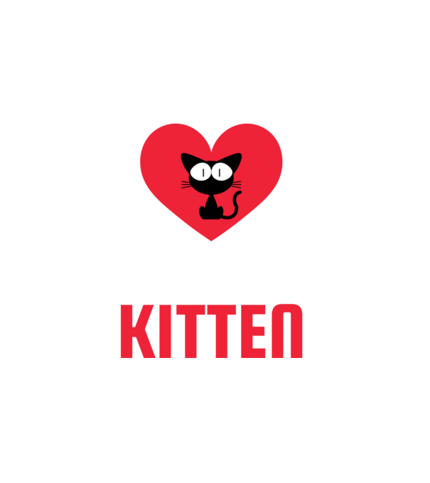Kitten minta fehér pólón