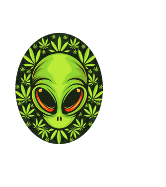 UFO weed minta fekete pólón