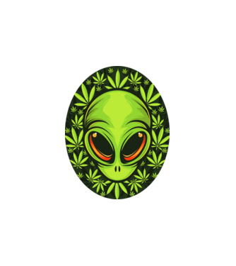 UFO weed minta fehér pólón