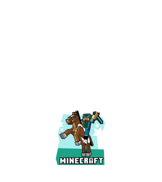 Minecraft Steve lovas póló minta fehér pólón