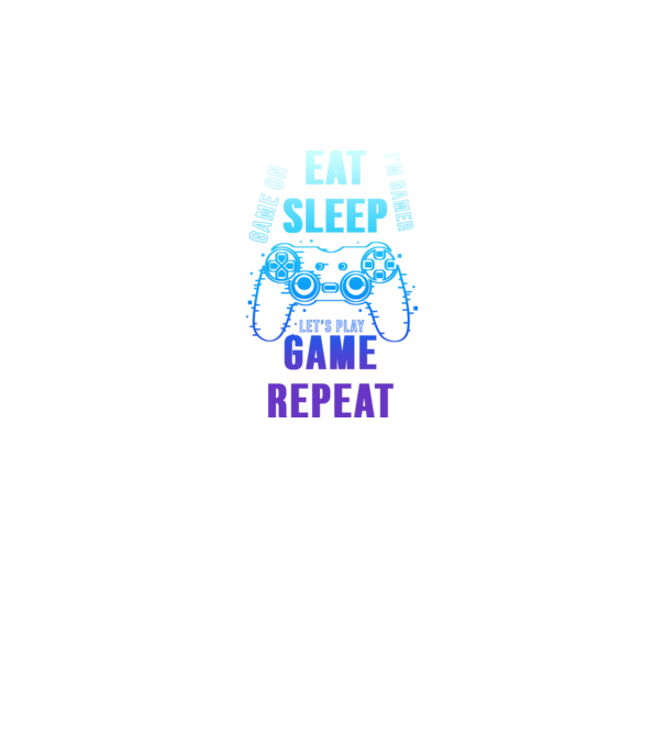 Eat sleep game repeat minta fekete pólón