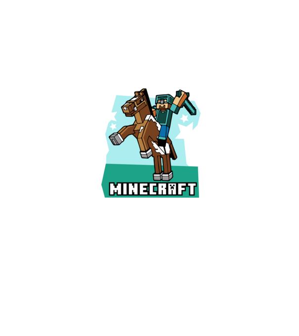 Minecraft Steve lovas póló minta farmerkék pólón