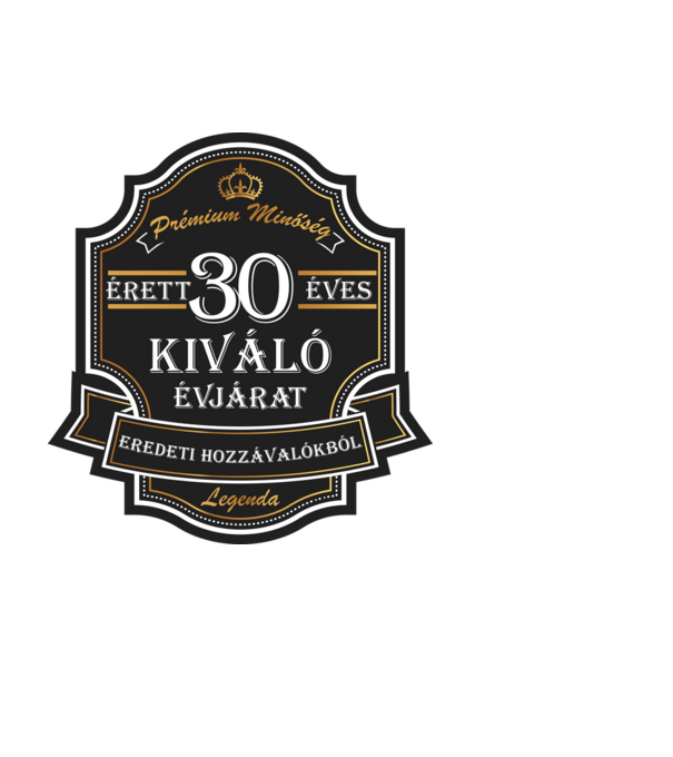 Érett 30 éves, kiváló évjárat minta fekete pólón