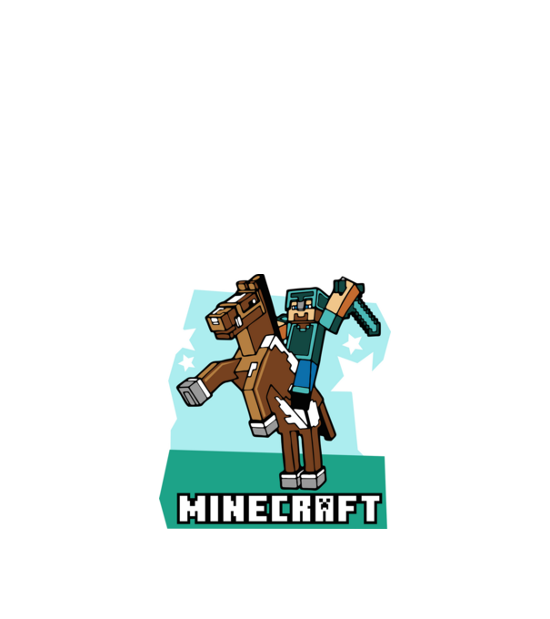Minecraft Steve lovas póló minta fekete pólón