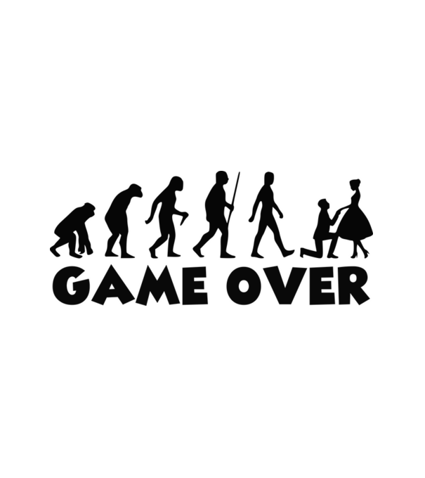 Game Over házasság minta fehér pólón