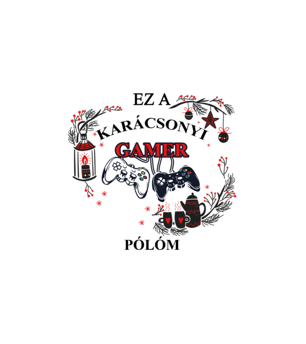 Karácsonyi gamer minta fehér pólón